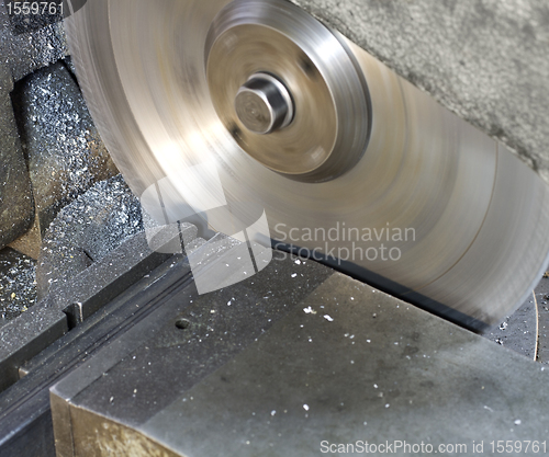 Image of circular saw in close up