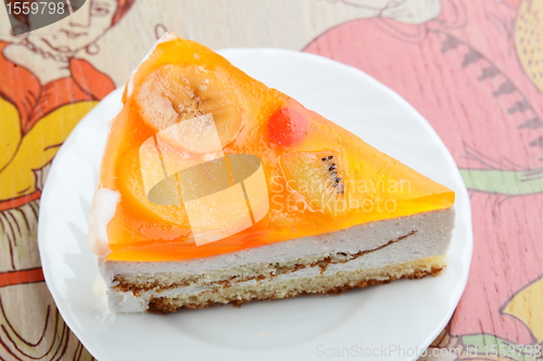 Image of Sweet desert on wood background