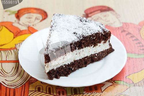 Image of Sweet desert on wood background