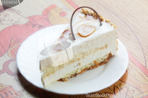 Image of Sweet desert on wood background