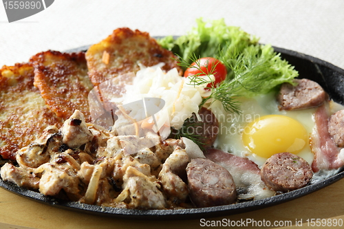 Image of meat with egg