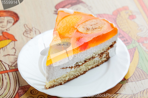 Image of Sweet desert on wood background