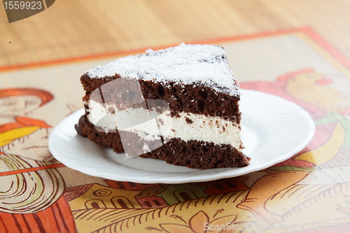 Image of Sweet desert on wood background
