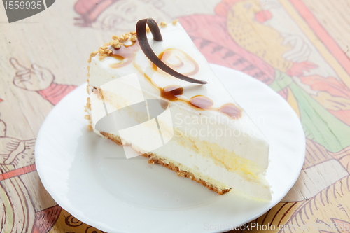 Image of Sweet desert on wood background