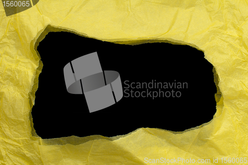 Image of Yellow torn paper with black space