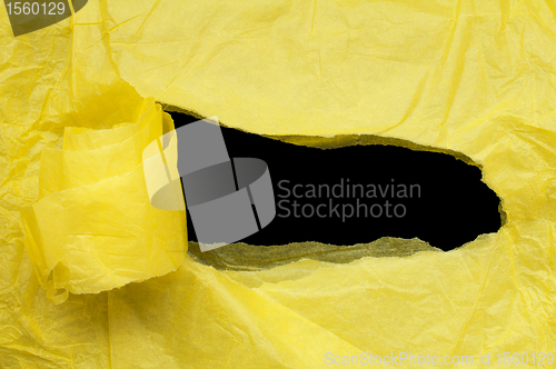 Image of Yellow torn paper with black space
