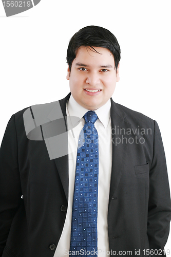 Image of Happy young business man isolated on white background