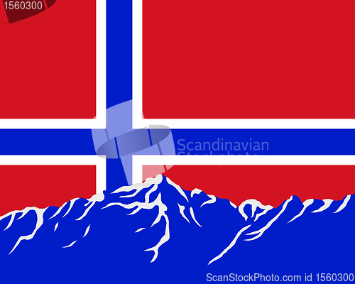 Image of Mountains with flag of Norway