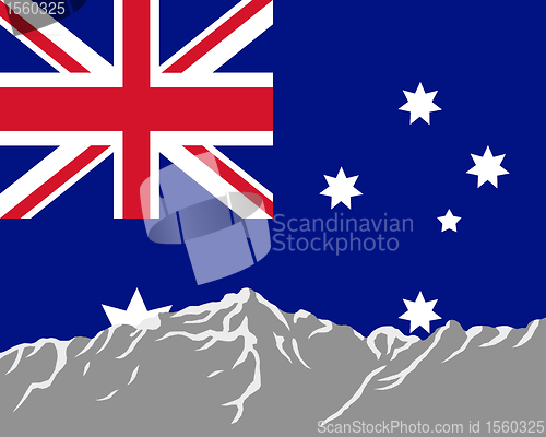 Image of Mountains with flag of Australia