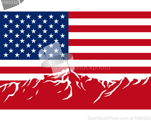 Image of Mountains with flag of USA