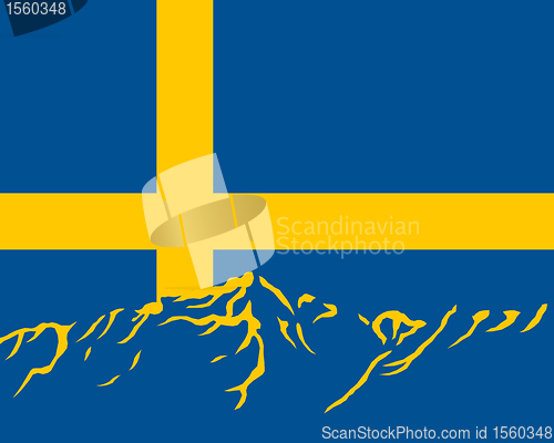 Image of Mountains with flag of Sweden