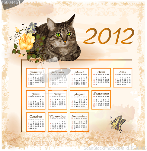 Image of vintage calendar 2012 with cat