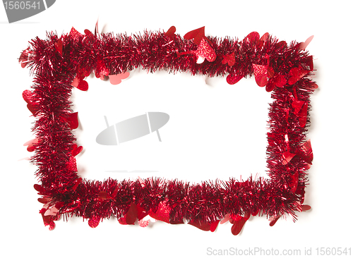 Image of Red Tinsel with Hearts Border Frame