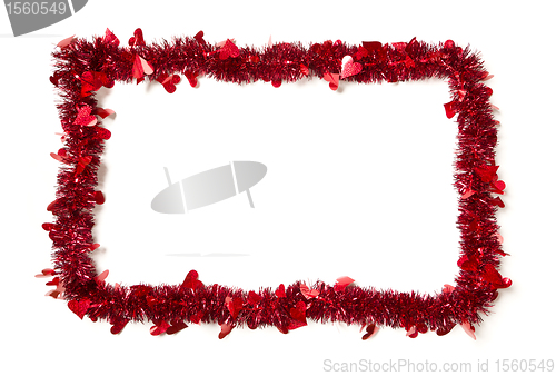 Image of Red Tinsel with Hearts Border Frame