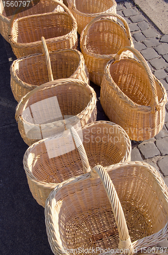 Image of Wicker wooden handmade bag sold street market fair 