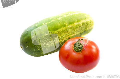Image of Cucumber tomato healthy food vegetables isolated 