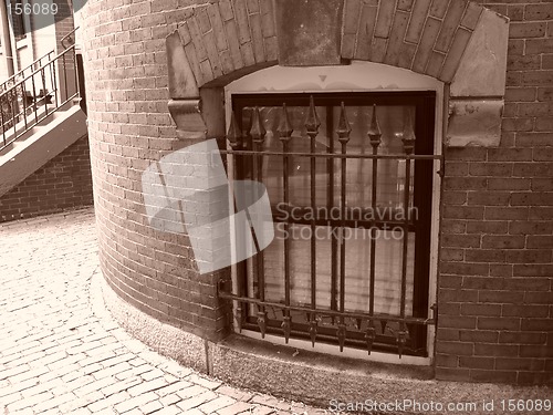 Image of Curved Beacon Hill  Window Sepia