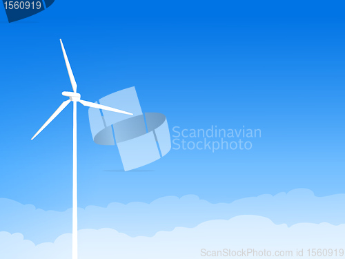 Image of Eco Wind Turbine and Blue Sky