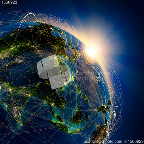 Image of Main air routes in Asia