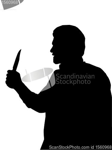Image of Silhouette of man Holding Knife