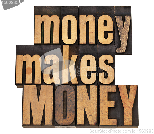 Image of money concept in wood type