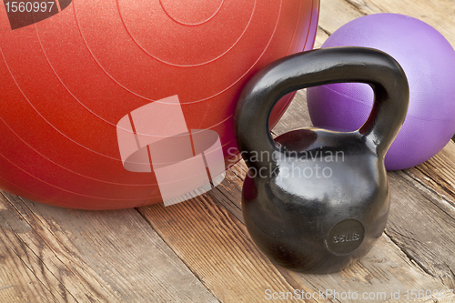 Image of kettlebell and exercise balls