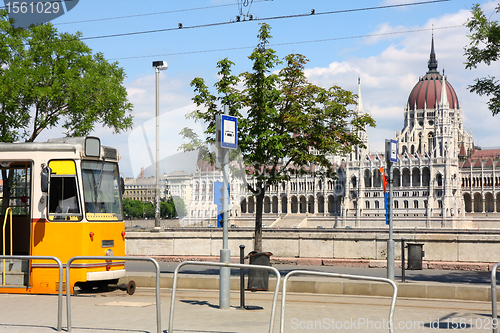 Image of Tramway and parliament building in Budapest, Hungary