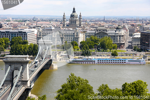 Image of view of chain bridge in Budapest, Hungary