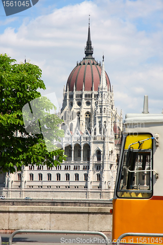 Image of Tramway and parliament building in Budapest, Hungary