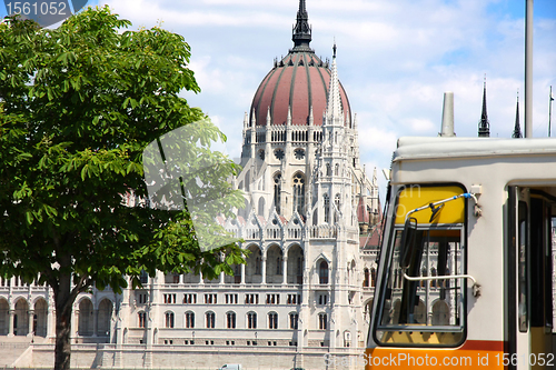 Image of Tramway and parliament building in Budapest, Hungary