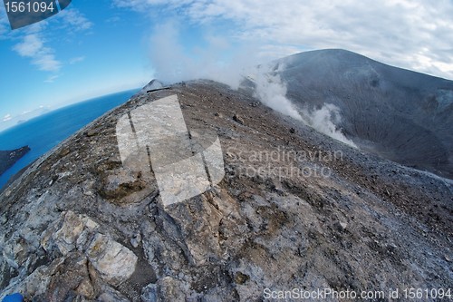 Image of Fisheye view of Grand (Fossa) crater of Vulcano island near Sicily, Italy