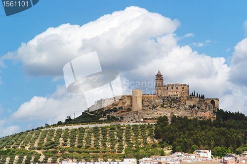 Image of Medieval La Mota castle on the hill above Alcala la Real town in Andalusia, Spain