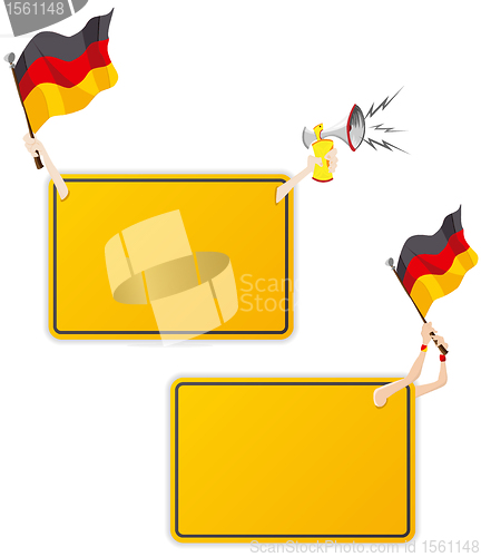 Image of German Sport Message Frame with Flag. Set of Two