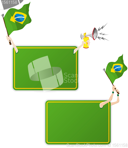 Image of Brazil Sport Message Frame with Flag. Set of Two