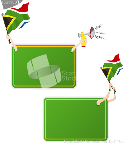 Image of South Africa Sport Message Frame with Flag. Set of Two