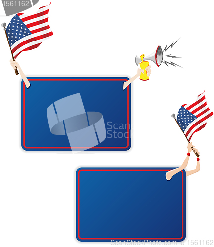 Image of USA Sport Message Frame with Flag. Set of Two