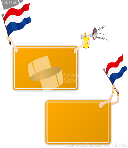 Image of Dutch Sport Message Frame with Flag. Set of Two