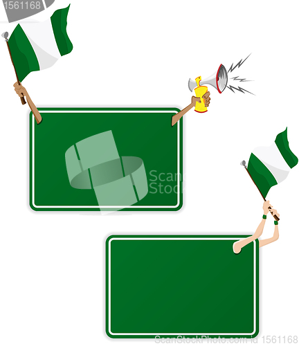 Image of Nigeria Sport Message Frame with Flag. Set of Two