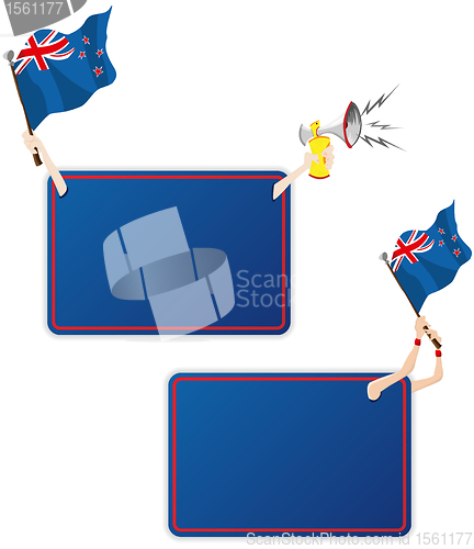 Image of New Zealand Sport Message Frame with Flag. Set of Two