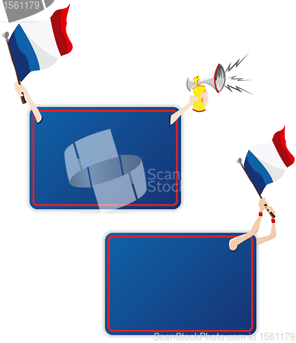 Image of France Sport Message Frame with Flag. Set of Two