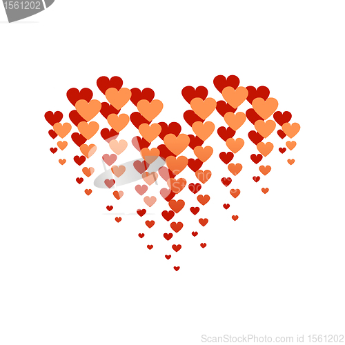 Image of red and orange heart,  isolated on white