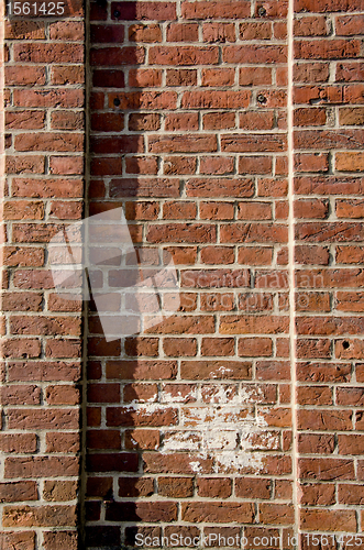 Image of Background of retro vintage dirty red brick wall 