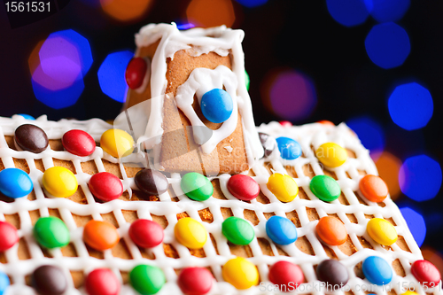 Image of Closeup of gingerbread house roof