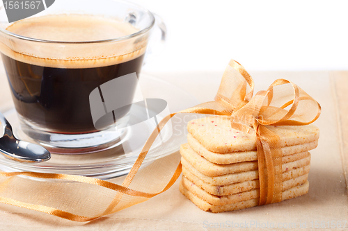 Image of Stacked cookies and coffee