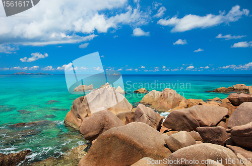 Image of Beautiful rocky coast in Seychelles