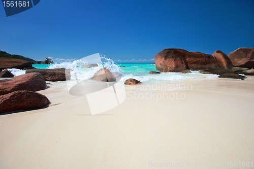 Image of Beautiful rocky coast in Seychelles