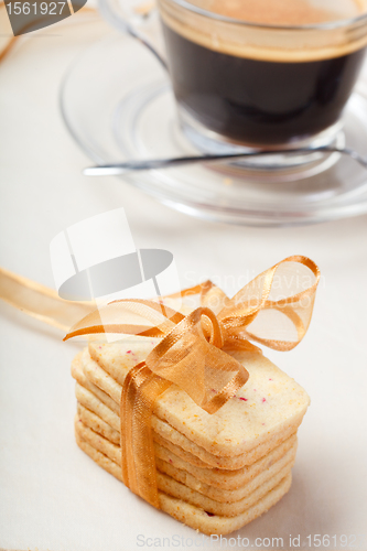 Image of Stacked cookies and coffee