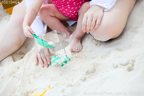 Image of Family beach vacation closeup