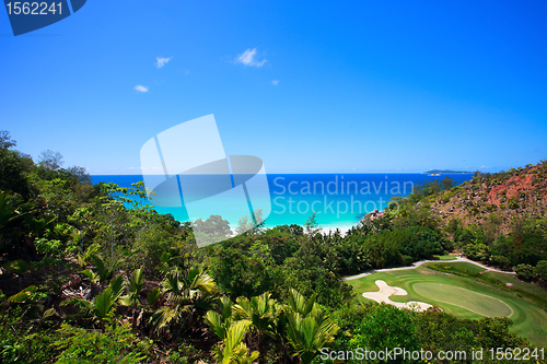 Image of Tropical beach and golf field