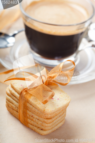 Image of Stacked cookies and coffee